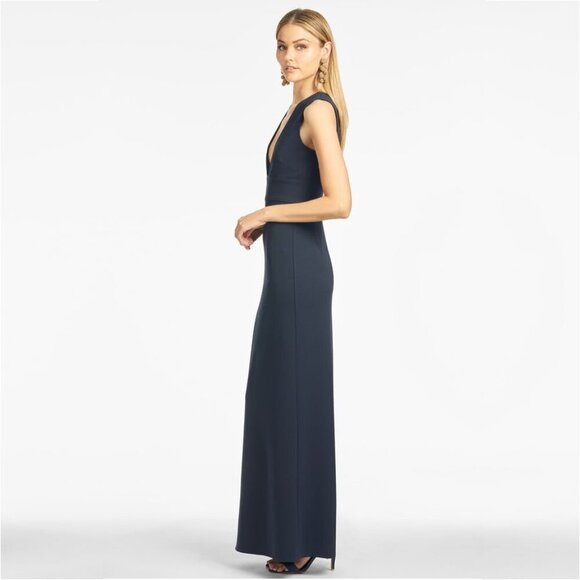 NWT SACHIN + BABI Loretta Gown in Navy Blue V-Neck Column - Picture 2 of 9